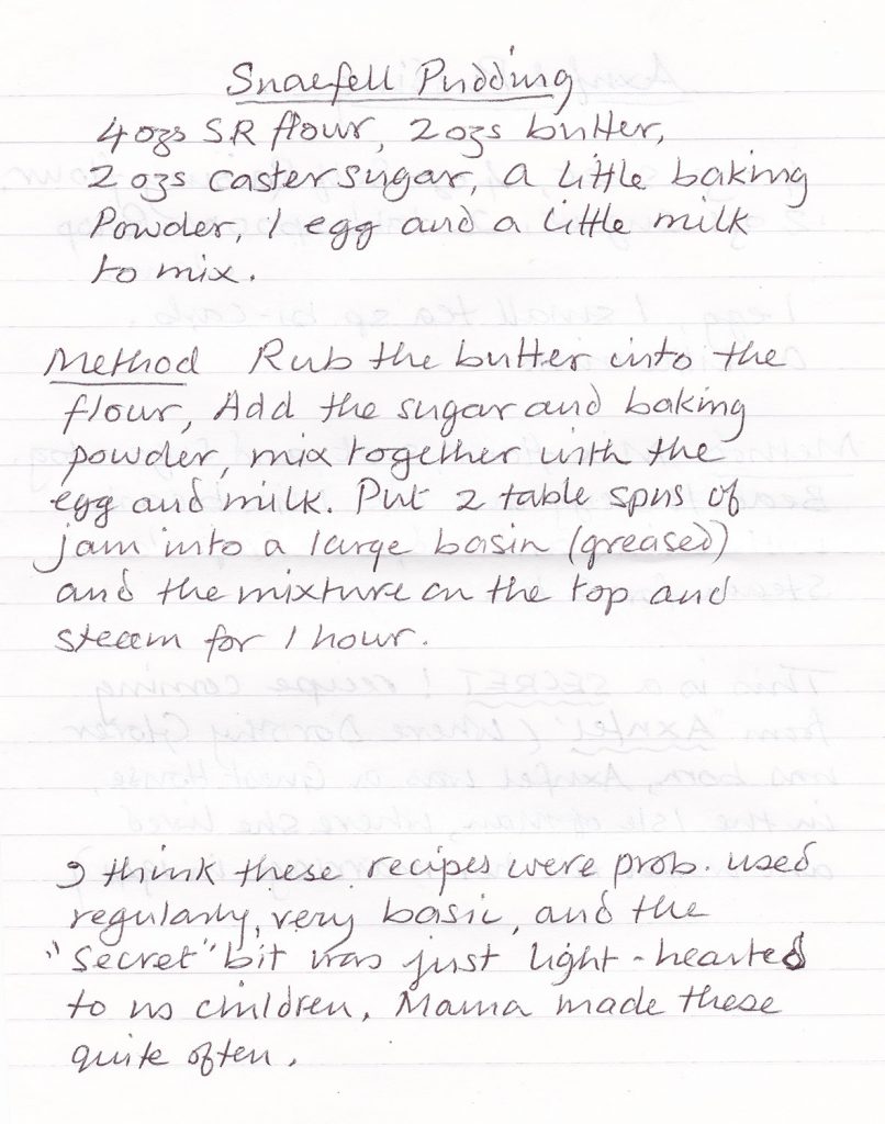 Snaefell Pudding Recipe